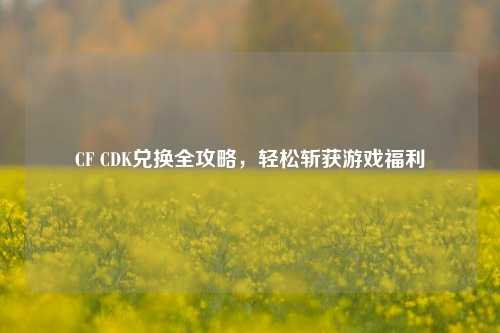 CF CDK兑换全攻略，轻松斩获游戏福利