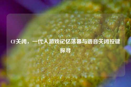 CF关闭，一代人游戏记忆落幕与语音关闭按键探寻